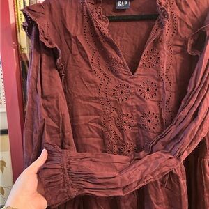 Burgundy gap peasant dress
